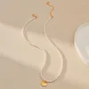 Подвесные ожерелья элегантные 18 -километровые золотые сердечные раковины грушевая колье классические украшения для модных леди свадебные аксессуары подарок