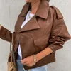 Женские куртки осень Cool Girl Solid Leather с карманным мотоциклете