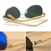 Solglasögon Foenixsong Women's Fashion for Women Men 2023 Flat Top Pilot Bamboo Men's Glasses UV400 Eyewear Gafas Oculos Lentes