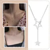 Choker 2023 Exquisite Silver Plated Gold Pentagram Necklace Shiny Zircon Star Pendant Clavicle Chain For Women's Fashion Jewelry