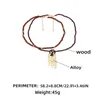 Chaînes collier de gland pendentif boule en bois fait main pour femme vacances