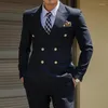 Herrenanzüge Zweireiher Schwarz Männer Slim Fit 2 Stück Hochzeit Smoking Für Trauzeugen Mann Mode Kleidung Set Jacke Mit Hosen