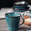 Tasses tasse grande capacité café lait Dessert tasse Simple créatif bleu four glaçure céramique eau petit déjeuner