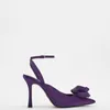 Sandaler Traf Purple High Heeled Women Pumps Summer 2022 Elegant Floral Ankel Laceup Heeled Women Shoes Slingback Party Prom Shoes Lady J230806