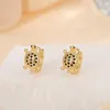 Exquisite and creative small turtle inlaid with black zircon hoop earrings ladies fashion banquet party jewelry accessory For friends