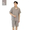 Männer Nachtwäsche Sommer Japanische Paar Baumwolle Pyjamas Anzug Kurzarm frauen Casual Lose Strickjacke Hause Kleidung