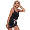 Vrouwen Nachtkleding 2 Stuks Pyjama Sexy Bretels Sling Vest Top Casual Shorts Elastische Taille Korte Broek Effen Dunne homewear Vrouwen