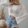 Bridesmaid Dress Womens Crochet Top Summer Long Sleeve Crochet Cover Up Beach Bikini Loose Top