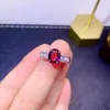 Cluster Rings 925 Pure Silver Chinese Style Natural Pyrope Garnet Women's Classic Oval Adjustable Gem Ring Fine Jewelry Support Detect