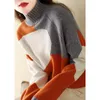 Frauen Pullover Winter Bluse 2023 Casual Langarm Strickwaren Koreanische Mode Farbe Blo Pullover LOSE Schraube Gewinde Turtlene