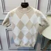 Men's Sweaters Korean Fall/winter Half Turtleneck Sweater Slim Handsome Short Sleeve Diamond Plaid Knitted Bottoming Shirt