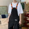 Męskie spodnie japońskie funkcjonalne oprzyrządowanie kombinezon High Street luźne przyczynowe proste swobodne jednoczęściowe szelki spodnie męskie ubrania męskie ubrania