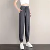 Pantaloni da donna di grandi dimensioni in seta di ghiaccio a gamba larga Bloomers estate sottile drappo sciolto dritto casual studente sport pantaloni della tuta cool