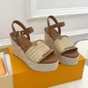 Designer Starboard Sandals Women Sandals Sandals Straw Bute Open Buts Buty platformowe Buty klinowe z pudełkiem 35-41