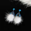 Dangle Earrings Korean Fashion Dark Blue Artificial Rhinestone Temperament Luxury Water Drop Hair Ball Invisible Ladies Jewelr