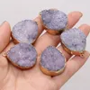 Pendentif Colliers Violet Agate Cristal Bourgeon Pierre Naturelle Gem Drop Artisanat Fabrication de Bijoux DIY Collier Boucle D'oreille Accessoires Cadeau Party26x35mm