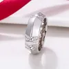 Bandringe Designer-Ring für Damen, X-förmig, Titanstahl, Silber, Liebesringe, eingelegter Diamant, Herrenring, Größe 6–9, Damen-Designerschmuck