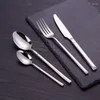 Servis uppsättningar Flatware Set 18/10 rostfritt stål bordssked västra bestick silver riddare spegel gaffel knivskedar