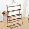 Smyckespåsar Lady Holes Organizer Double-Side Metal Layer Stand Earring Holder Rack Pendant Dresser Display Ornaments