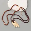 Chaînes collier de gland pendentif boule en bois fait main pour femme vacances