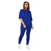 Ethnic Clothing African Clothes Women 2 Piece Set T Shirt Tops And Pants Suits Summer Fashion Solid Loose Casual Tracksuit Outfits