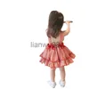 Girl's Dresses Summer Fashion Baby Girls Cotton Red Plaid Backless Bow Tie Lace Strapes Lolita Dress Kids Lovely Outfits Clothing For 28 Years x0806