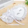 Cadeau Wrap Dentelle Anneau Oreiller Boîte Cérémonie De Mariage Romantique Blanc Bijoux Fête Mariage Saint Valentin Petite Amie Bowknot Strass