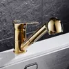 Kitchen Faucets 360 Degree Swivel Pull Out Kitchen Sink Faucet Water-Saving Black White Gold Basin Mixer Brass Tap