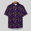 Mäns avslappnade skjortor astrologi skjorta sol och månstrand lös hawaiian coola blusar kort ärm grafik överdimensionerade kläder