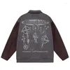 Giacche da uomo Streetwear Giacca hip-hop Harajuku Y2K Character Graphic Patchwork Color Suede Coat Vintage oversize