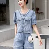 Survêtements pour femmes Denim Shorts Suit Summer Thin Two-piece Clothing For Women