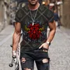 Herr t-skjortor metall mekanisk stil serie 3d tryckning smal rund nacke pullover män casual streetwear t-shirt kortärmade lösa toppar