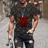 Mannen T-shirts Metalen Mechanische Stijl Serie 3D Afdrukken Slanke Ronde Hals Trui Mannen Casual Streetwear T-shirt Korte mouwen losse Tops