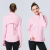 Lu Lu New L Autumn Winter Zipper Quick drying Yoga Clothes Long sleeve Thumb Hole Training Running Jacket Women Slim Fiess Coat ong