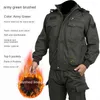 Chándales de hombre, ropa de camuflaje, reparación de automóviles de otoño, traje de trabajo de construcción, resistente al frío, impermeable, algodón grueso de felpa de invierno