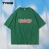 Męskie koszulki Fygon Oryginalny projekt T-shirt Kobieta Summer American Retro ciężkie bawełniane krótkie rękawowe luźne kreatywne drukowanie top