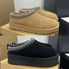 Tasman Slippers Chesut Bont Slippers Schapenvacht Shearling Tazz slides Muiltjes Dames Heren Ultra Mini Platform Boot Slip-on Schoenen Suède Bovenwerk Comfort