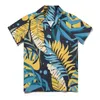 Chemises décontractées pour hommes Chemise tropicale originale Feuilles de palmier jaune Vacances Lâche Été Vintage Blouses Manches courtes Graphique Oversize Tops