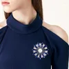 Spille spille per spille da blustrizza di lussuoso fiore cavo perle perle per le donne pin con pietre zirconi cubi blu accessori per gioielli vintage 183 lk2