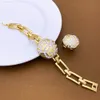 Bruiloft Sieraden Sets Italiaanse 18K Vergulde Set Luxe Vrouwen Kettingen Oorbellen Ring Armband Dubai Party Accessoires 230804