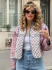 Women's Jackets Printed Quilted Reversible Cotton Coat for Women Long Sleeve Open Front O-Neck Jacket 2023 Autumn Lady Casual Holiday Streetwear J230806