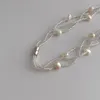 Choker Allme Elegant Barock sötvatten Pearl Charm Necklace Multi Layered Peads Strand for Women Party Jewelry