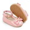 First Walkers 0-18M Born Glazed Leather Baby Boy Girl Moccasins Shoes Bow Soft Soled Non-slip Footwear Crib PU Dress Walker