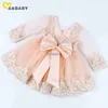 Abiti da ragazza Ma Baby 6M6Y Principessa Toddler Kid Baby Girl Dress Manica lunga Pizzo Bow Tutu Abiti per ragazze Festa Matrimonio Compleanno Costumi x0806