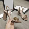 Klassieke Hoge hakken sandalen party mode 100% leer vrouwen Dansschoen ontwerper sexy hakken Suède Dame Metalen riem gesp Dikke Hak Vrouw schoenen Grote maat 35-42 M86