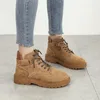 Stiefel Plus Samt Frauen Schnee Flache Baumwolle Retro Kurze Einzelne Warme 2023 Britischen Stil Winter Schuhe Fabrik Direkt Verkauf