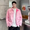 Mensjackor IEFB Autumn Casual Jacket Simple Trend Lapel Men Korean Fashion Turndown Collar Långärmad hanrock Pink 9A5140 230804