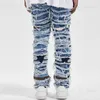 Jeans casual sfilacciati scavati retrò strappati Pantaloni da uomo in denim effetto vissuto dritti Streetwear Pantaloni larghi lavati Jean T230806