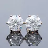 Wholesale Price Custom 925 Sterling Silver Gold Plated White 5.0mm Round Moissanite Stud Earrings for Ladies