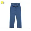 Denim Pants Men Women High Quality Letter Embroidery Jeans Buttons Pocket Blue VTM Trousers T230806